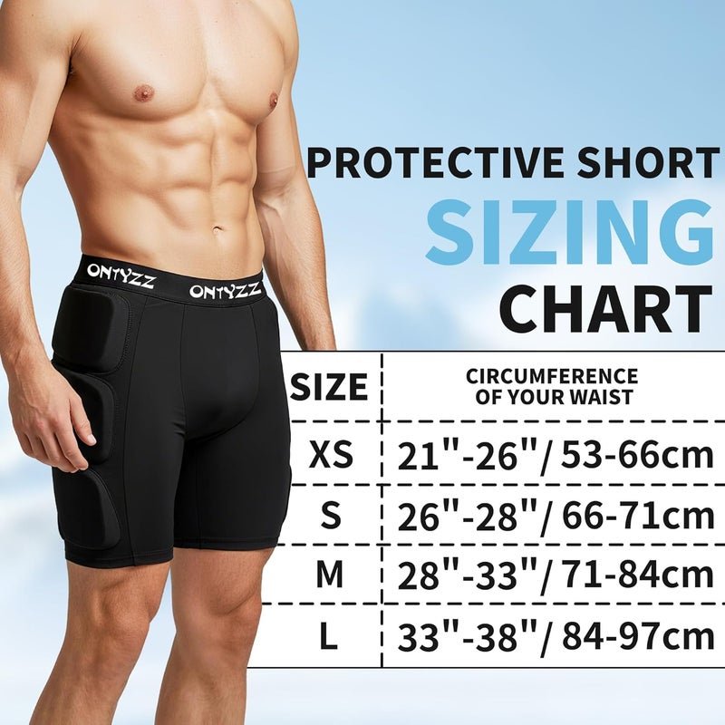 ONTYZZ Protective Padded Shorts, 3D Hip Protection Butt Pads, Impact Gear for Skiing Skating Snowboarding Skateboarding - Image 2